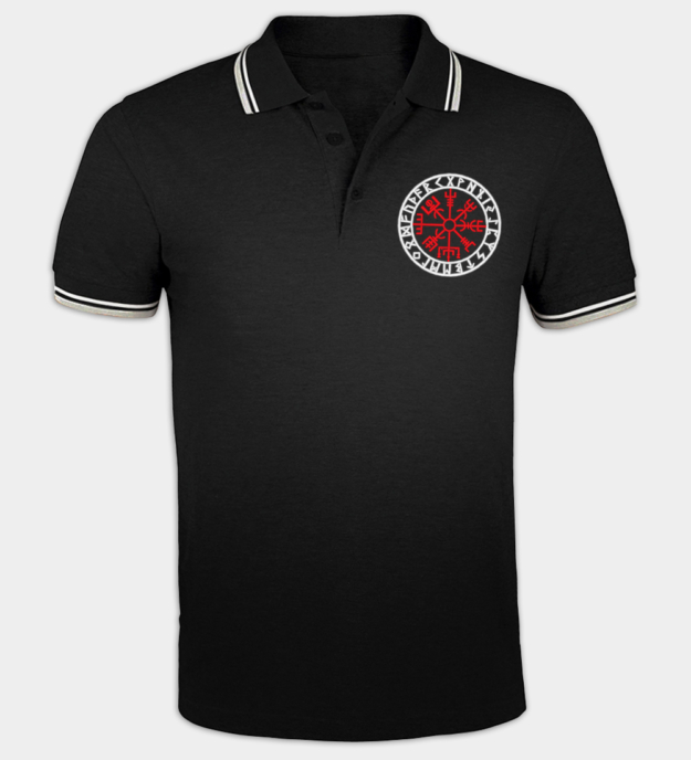 Vegvísir rúnakör hímzett ingpóló