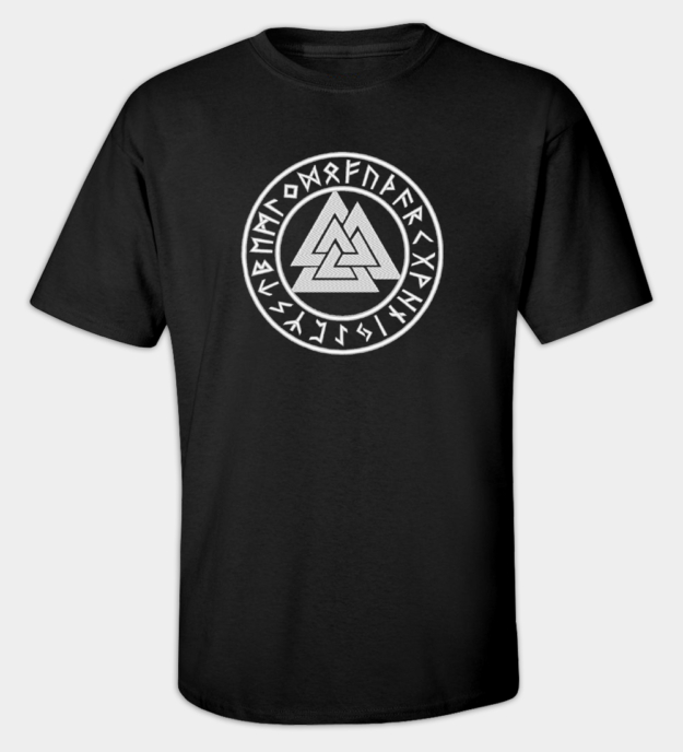 Rúnakör valknut hímzett póló