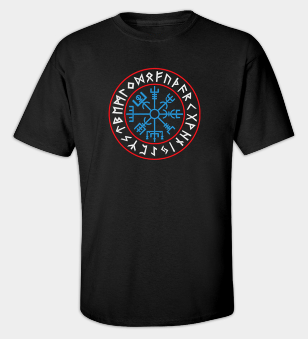 Vegvísir rúnakör hímzett póló