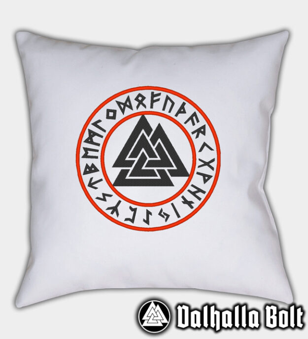 Valknut rúnakör hímzett díszpárna