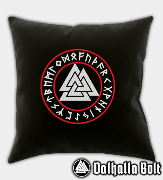 Valknut rúnakör hímzett díszpárna