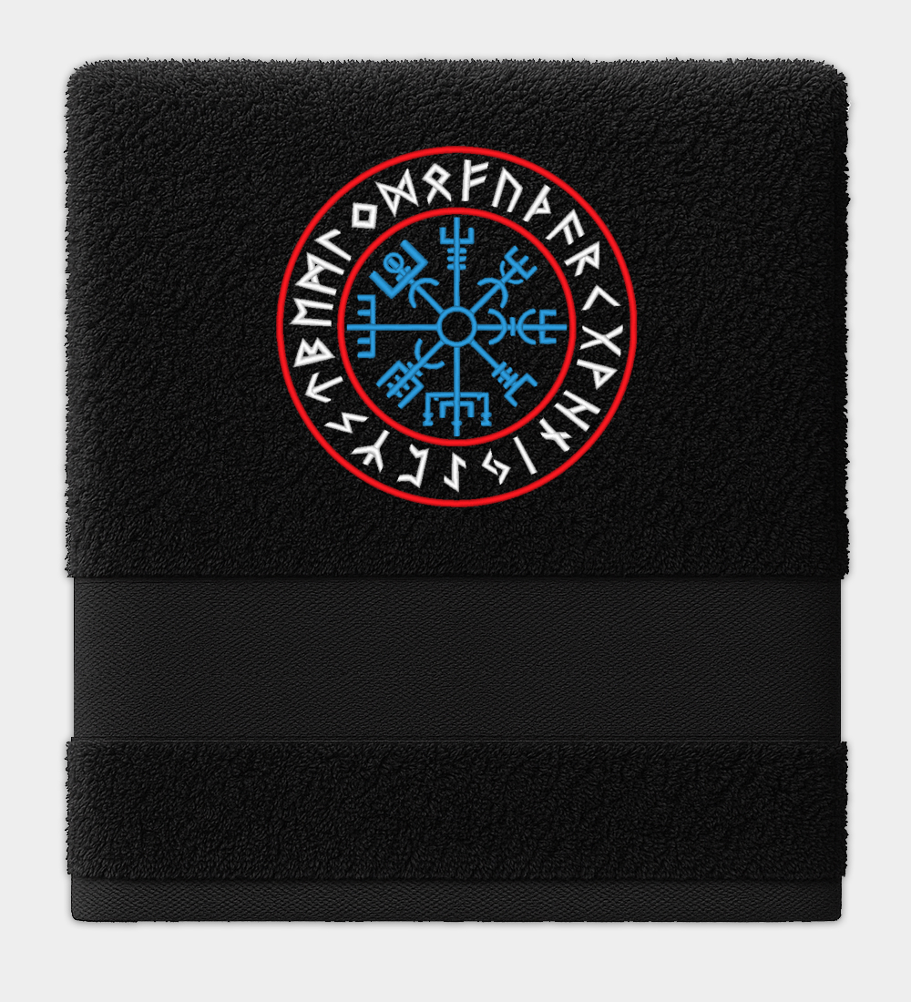 Vegvísir rúnakör hímzett törölköző Vegvísir rúnakör hímzett törölköző