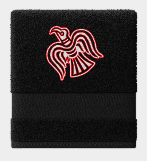 Viking hollómotívum hímzett törölköző