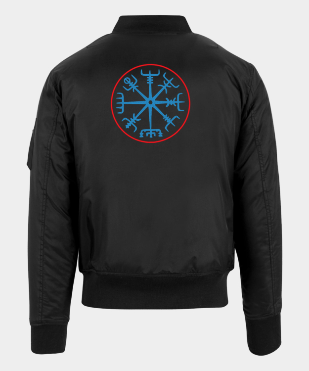 Vegvísir viking iránytű hímzett bomberdzseki